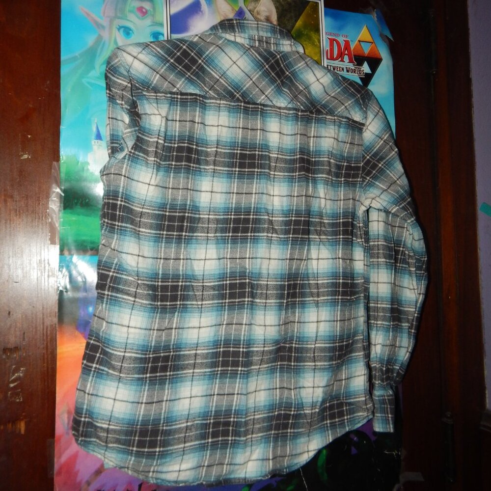 Clothing CO. Western plaid flannel shirt - Blue/Grey/white - Small - Picture 4 of 4